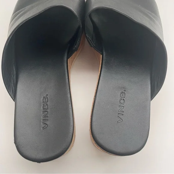 VINCE James B Leather Women’s Platform Cork Slide Black Sandals size 7.5 - Picture 10 of 14